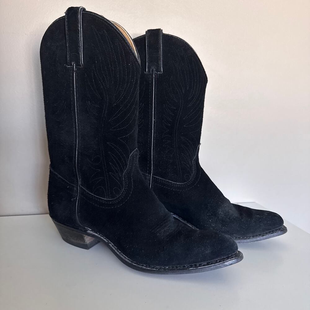 Rodeo Drive Black Suede Leather Cowboy Western Boots Size 7.5 Made in USA - Picture 12 of 12